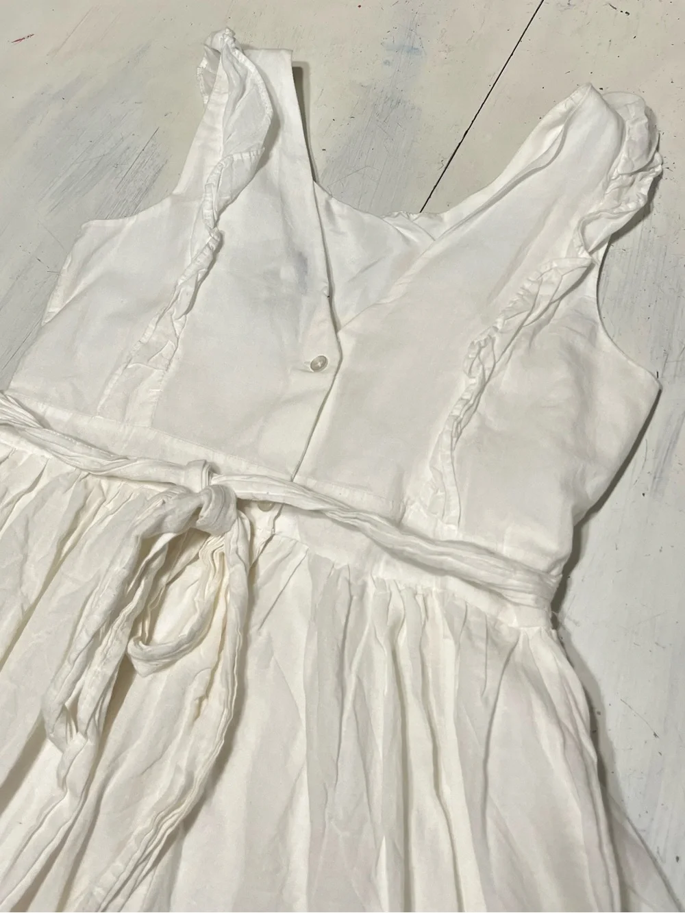 Disney Girls Beauty and the Beast Collection White Cotton Eyelet Dress Sz 14/16